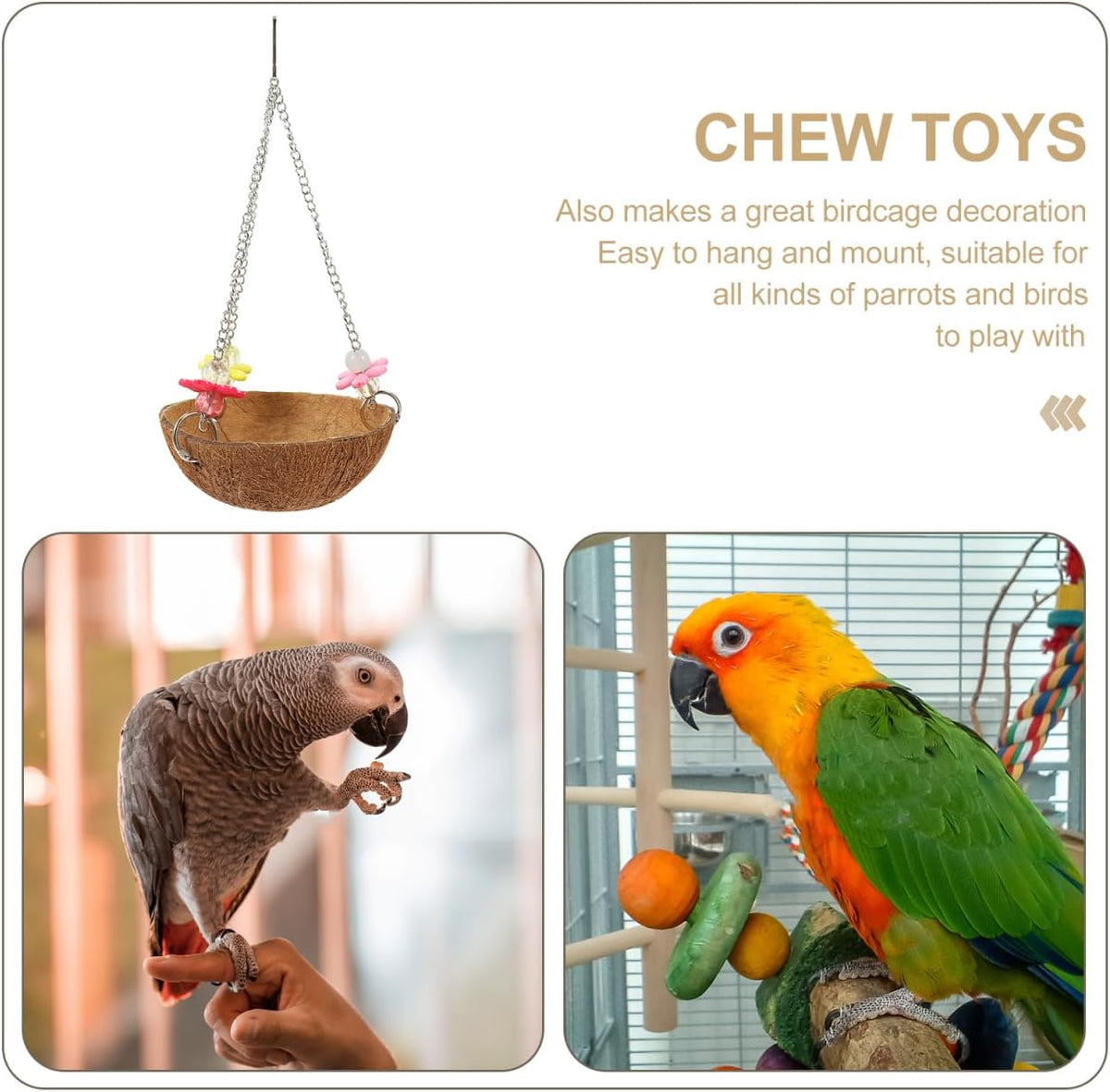 balacoo Coconut Shell Bird Nest Hanging Bird House Natural Cage Accessory for Parrot Finch Canary Roosting Sleeping and Breeding Decorative Aviary Hanging Nest 2 Pack