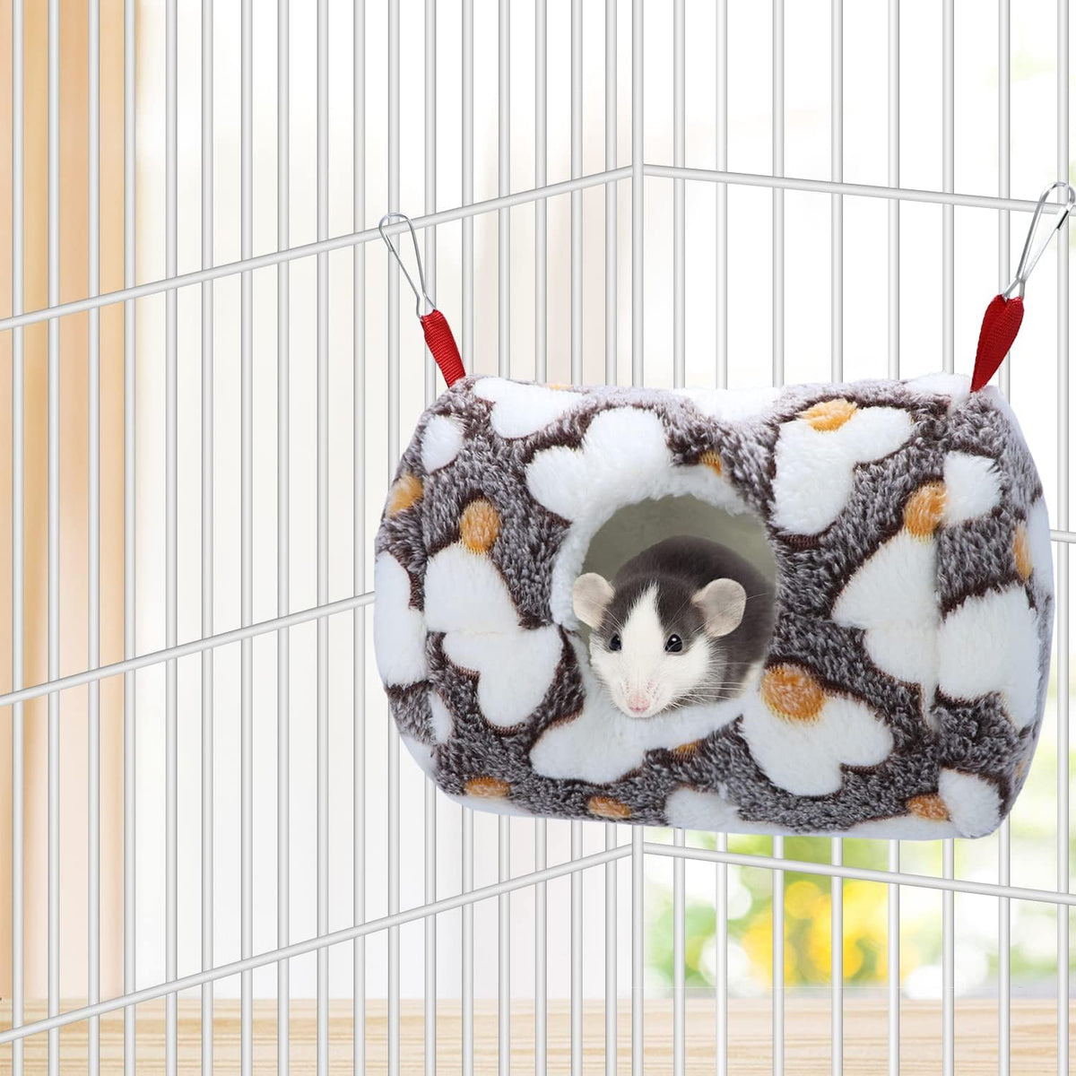 Wontee Hamster Hammock Warm Bed House Small Animal Hideout for Hamsters Gerbil Young Rat Mouse (Coffee)
