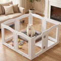 Clear Acrylic Dog Playpen Indoor, 24" H 8 Panel Dog Fence with Door, White