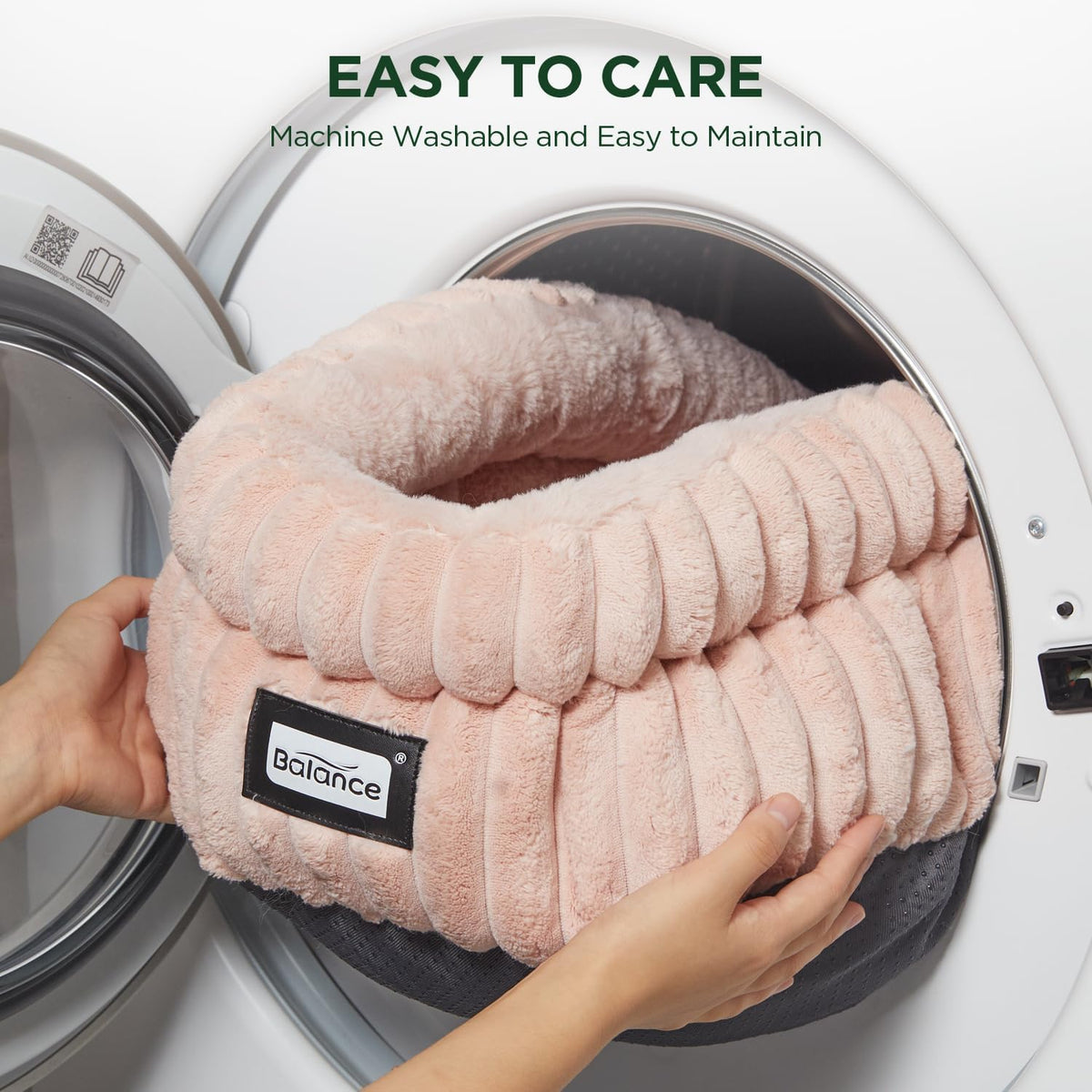 BALANCE Cat Bed Kitten Bed, Washable Round Cat Beds for Indoor Cats,Super Soft Plush Faux Fur Pet Bed for Puppy and Kitten with Anti-Slip Bottom