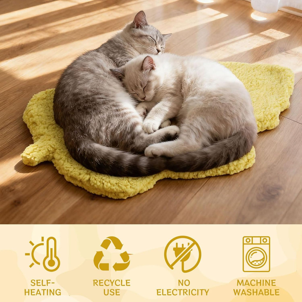 3Pack Self Warming Pet Bed Leaf Pad, Light Yellow, Small-16 x20