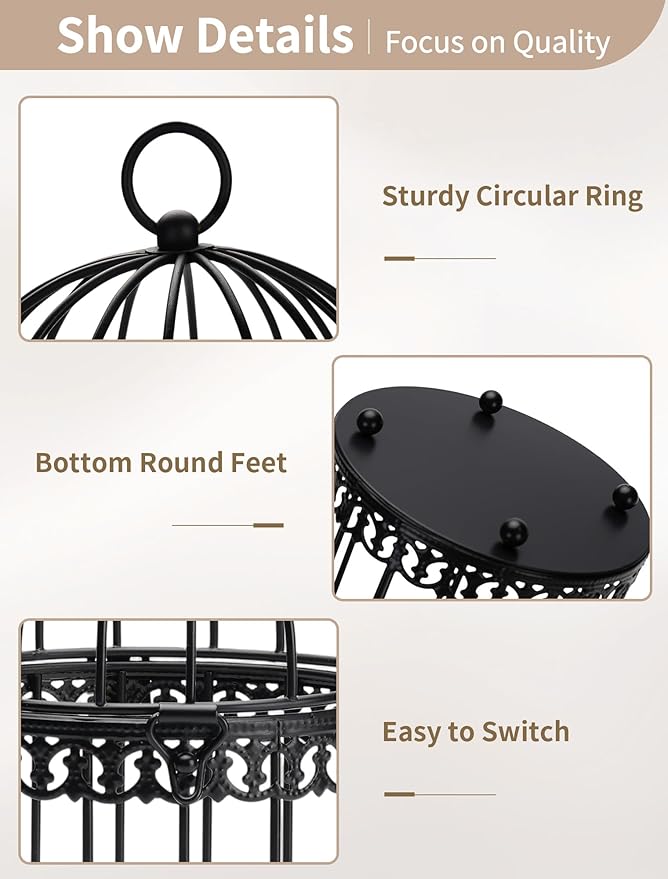 NUPTIO Black Decorative Bird Cage: Birdcage Hanging Lantern - Image 8