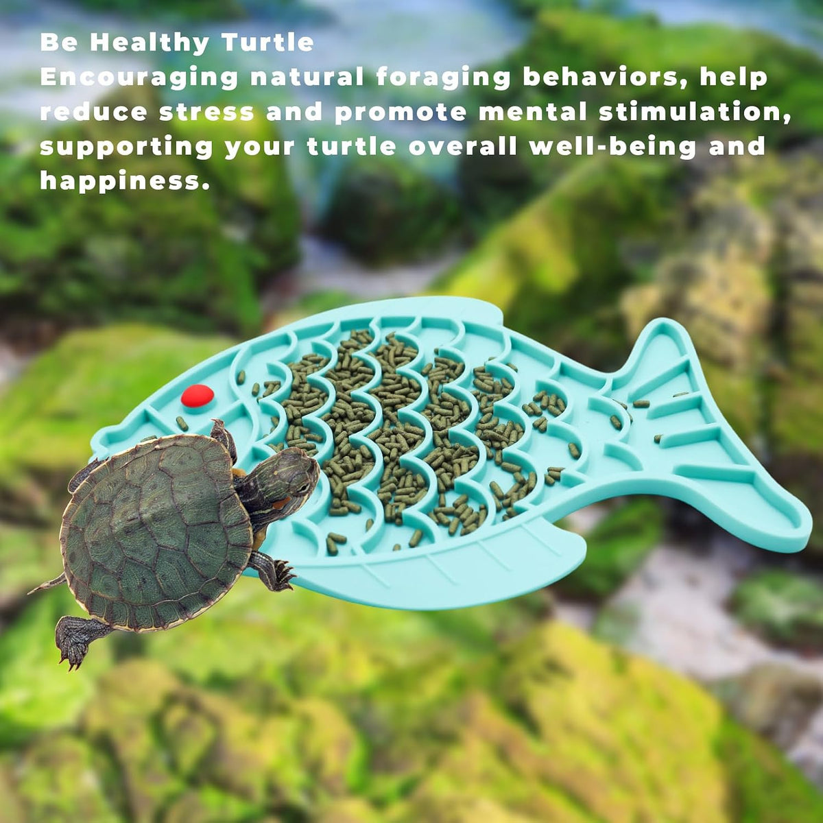 2 Pack Silicone Foraging Mats – Fish-Shaped Slow Feeder for Turtles & Reptiles | Non-Slip Tank Mats for Bearded Dragons, Geckos, Tortoises