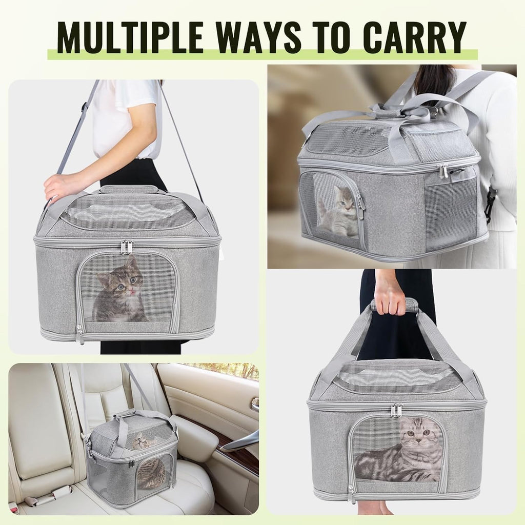 Soft-Sided Cat Carrier,Pet Bag with Padded Shoulder Strap (Up to 20 Lbs)