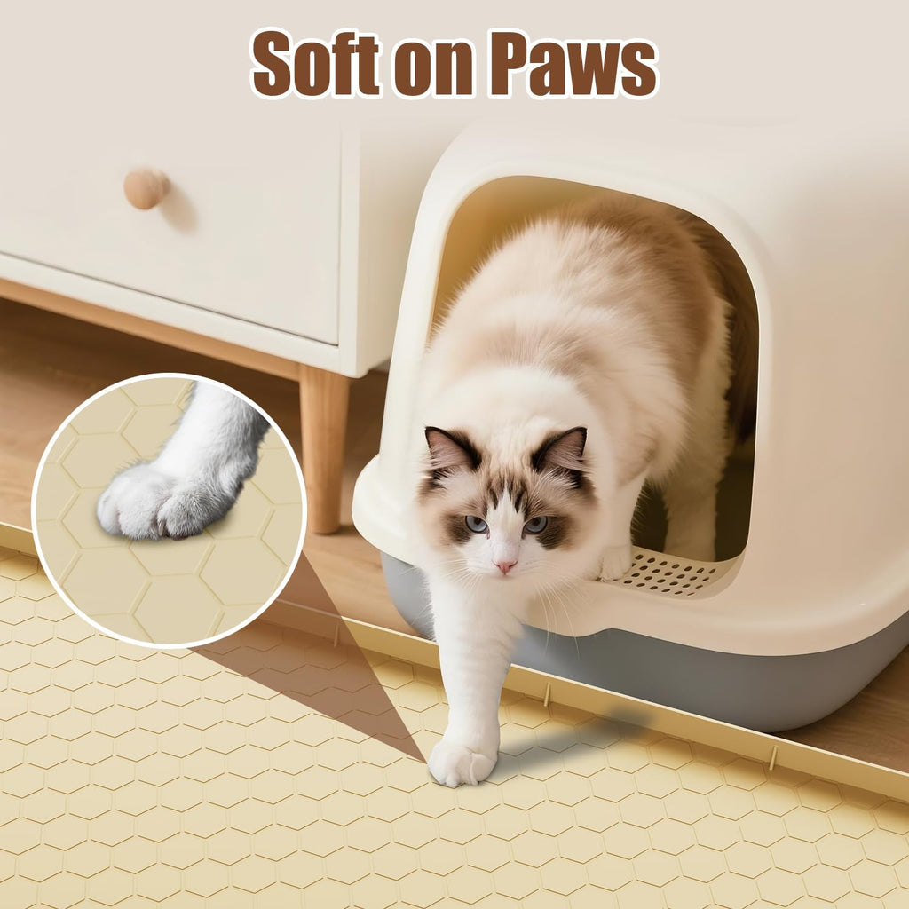 Cat Mat for Litter Box, 40" X 28" Large Silicone Cat Litter Trapping Mat