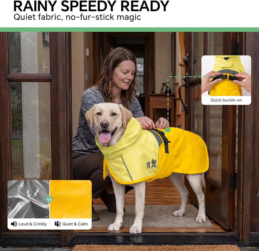 Luciphia Dog Raincoat, Adjustable Hooded Reflective Jacket with Pocket