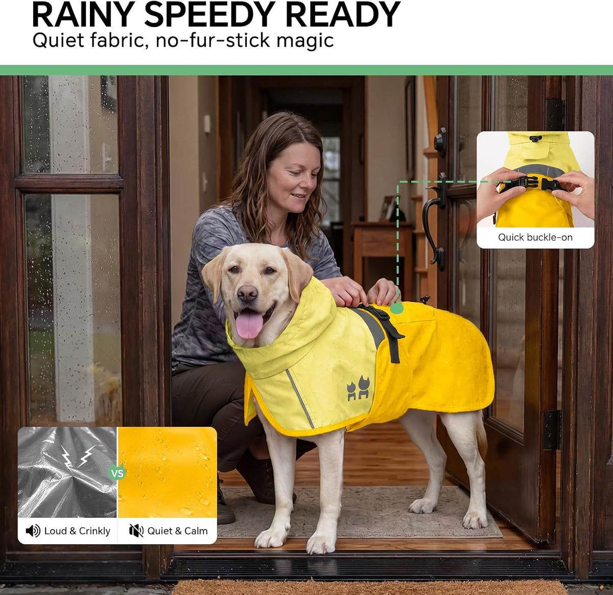 Luciphia Dog Raincoat, Adjustable Hooded Reflective Jacket with Pocket