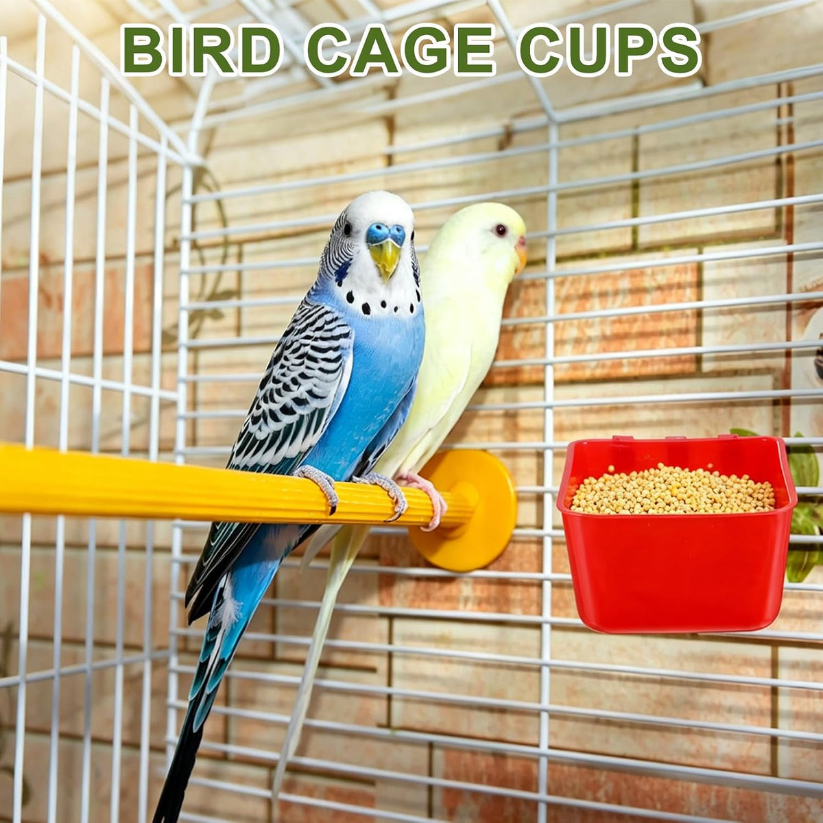 M METERXITY 5-Pack Bird Cage Cups 15 oz Plastic Chicken, Red