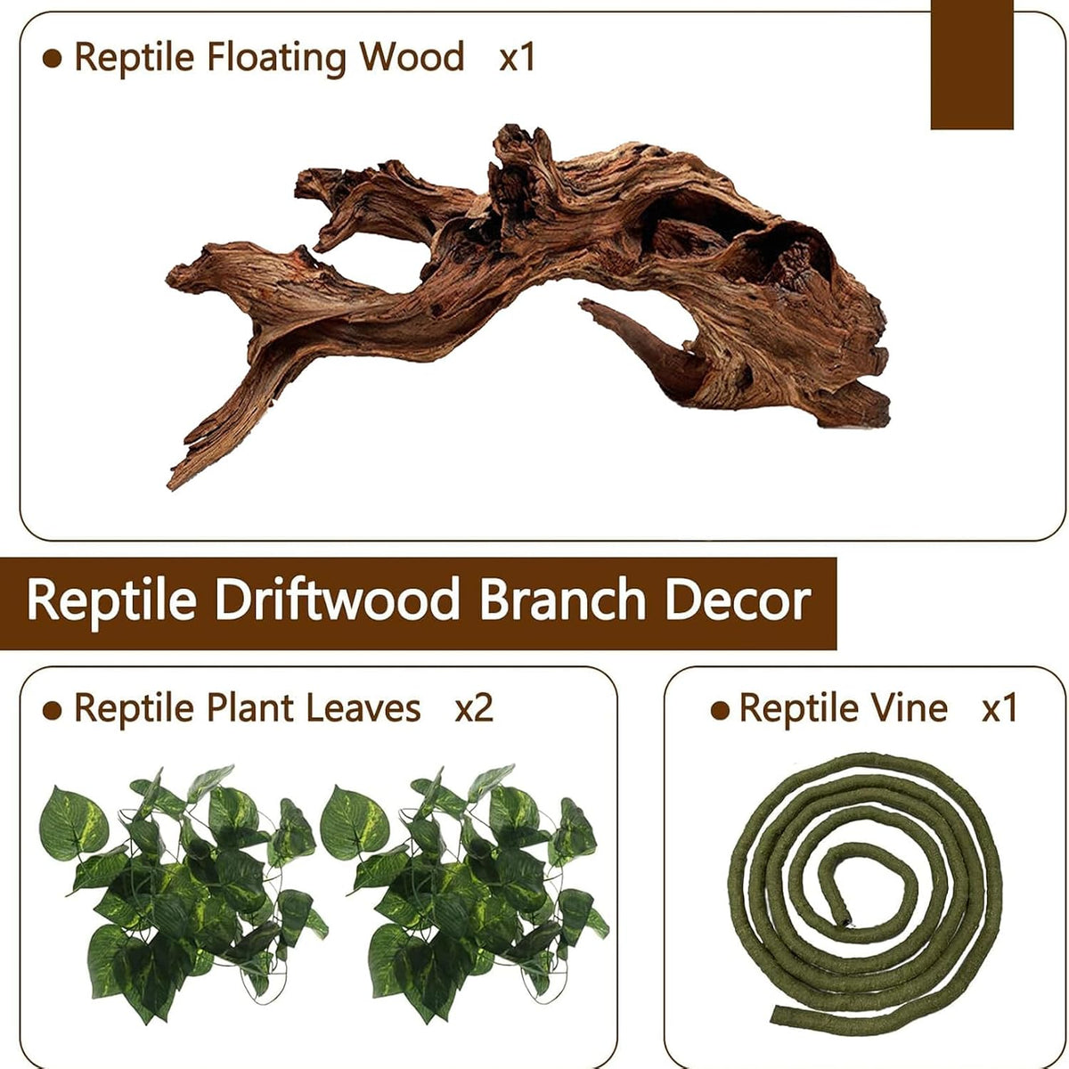 Hamiledyi Bearded Dragon Driftwood for Reptile, 10in Snake Climbing Branch
