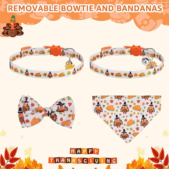 SCENEREAL Fall Thanksgiving Cat Bandana Collar - Image 5