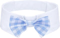 Segarty Dog Bow Tie for Neck Girth 16.5-21.2in, Adjustable Light Blue Plaid by Segarty
