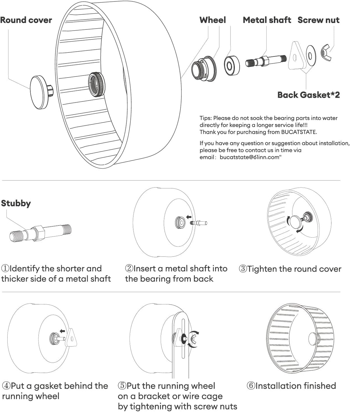 BUCATSTATE Silent Hamster Wheel, 6.7in Exercise Wheel for Gerbil, Dwarf Syrian Hamster, Rat, Mice