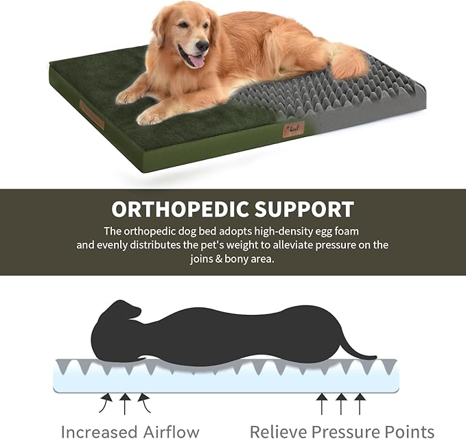 Large Comfy Washable Dog Bed, Orthopedic Egg Crate Foam Dog Crate Mat - Image 3