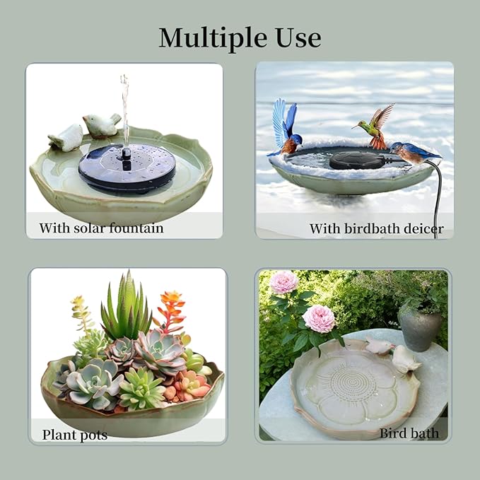 Ceramic Bird Bath for Outside on Ground, 9.45-Inch Birds Bath Bowl Only - Image 8