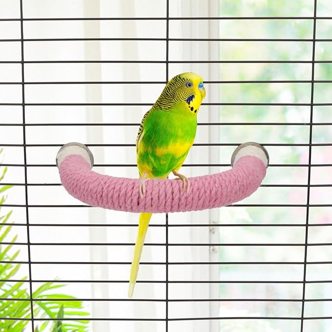 Hypeety Bird Perches Parrot U Shape Natural Wood Hemp Rope Stand Perch Bird - Image 6
