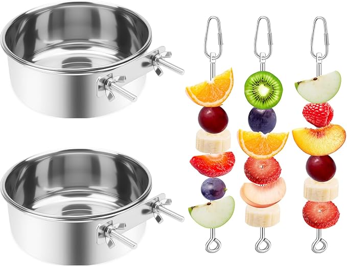 2 Pcs Bird Feeder Bowls with 3 Pcs Food Holder by VOXGET