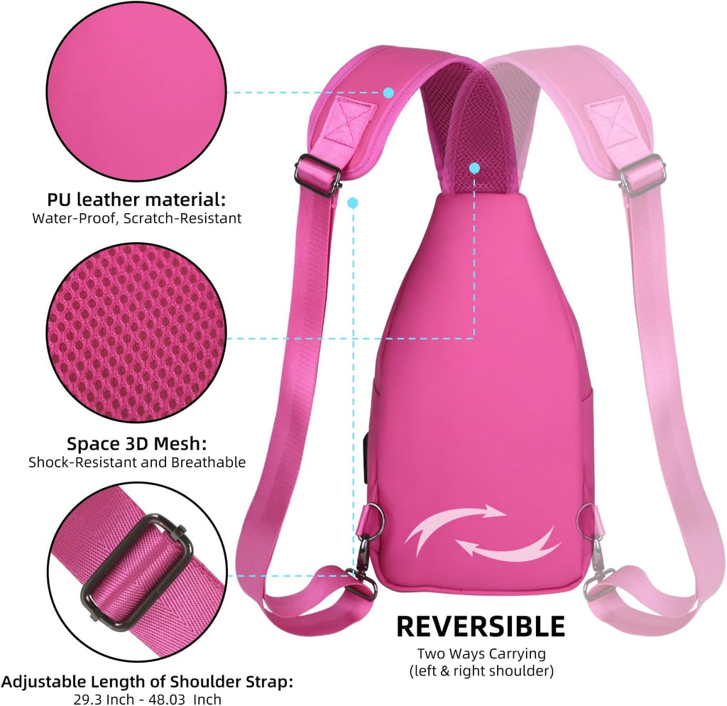 Crossbody Sling Bag Men, Casual Shoulder Backpack, Chest Daypack Satchel for Hiking Travel
