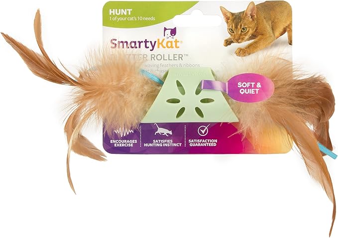 SmartyKat Flutter Roller Feather & Ribbon Chase Cat Toy - Image 6