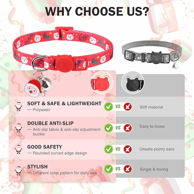 3 Pack Christmas Cat Collars Breakaway - Image 8