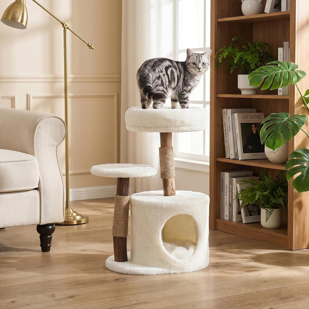 YOCAN 25" Tall Mini Cat Tree with Scratching Post for Small Cats, 2-Tier
