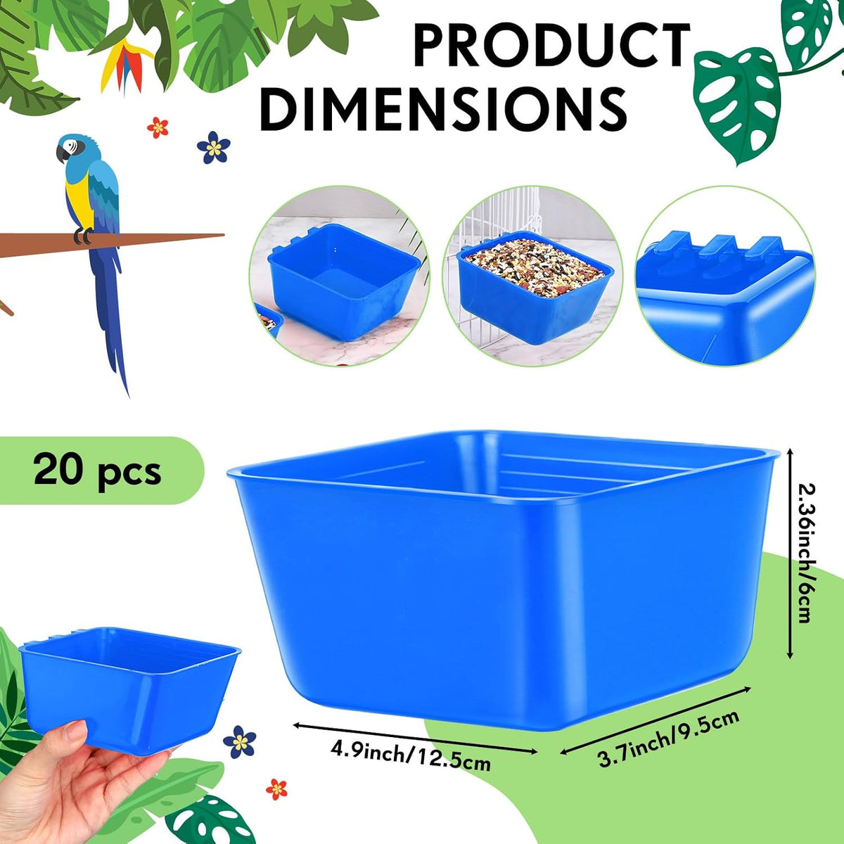 Maxdot 20 Pcs Chicken Water Feeder Cup 16 oz Large Watering Cup, Blue