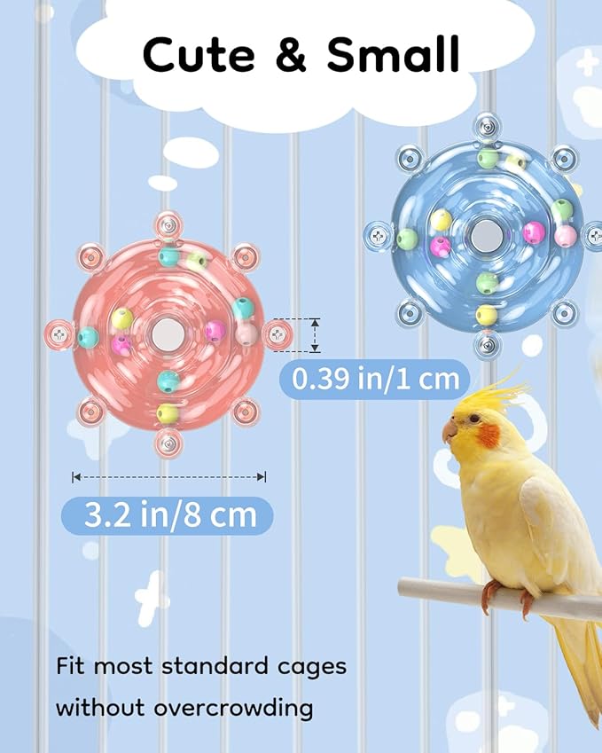 Pawfly 2 Pcs Bird Toys for Parakeets, Spinning Wheel Chew Toys, Interactive - Image 2