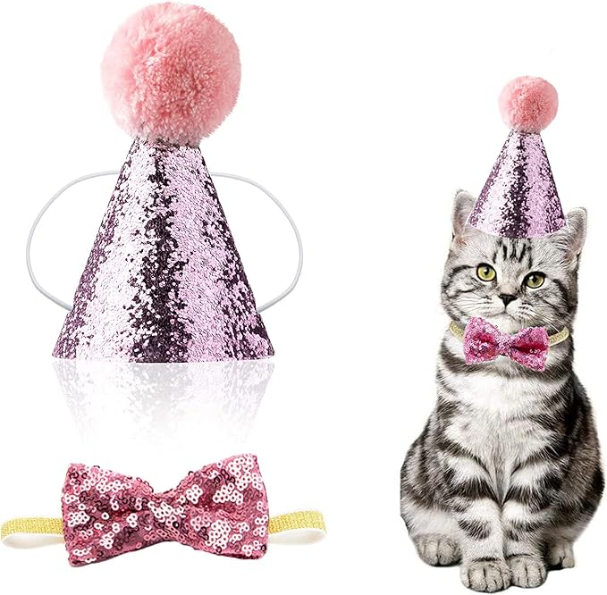 Christmas Pet Party Jazz Hat and Blingbling Bow Tie Breakaway Collar Set by Arogheiz