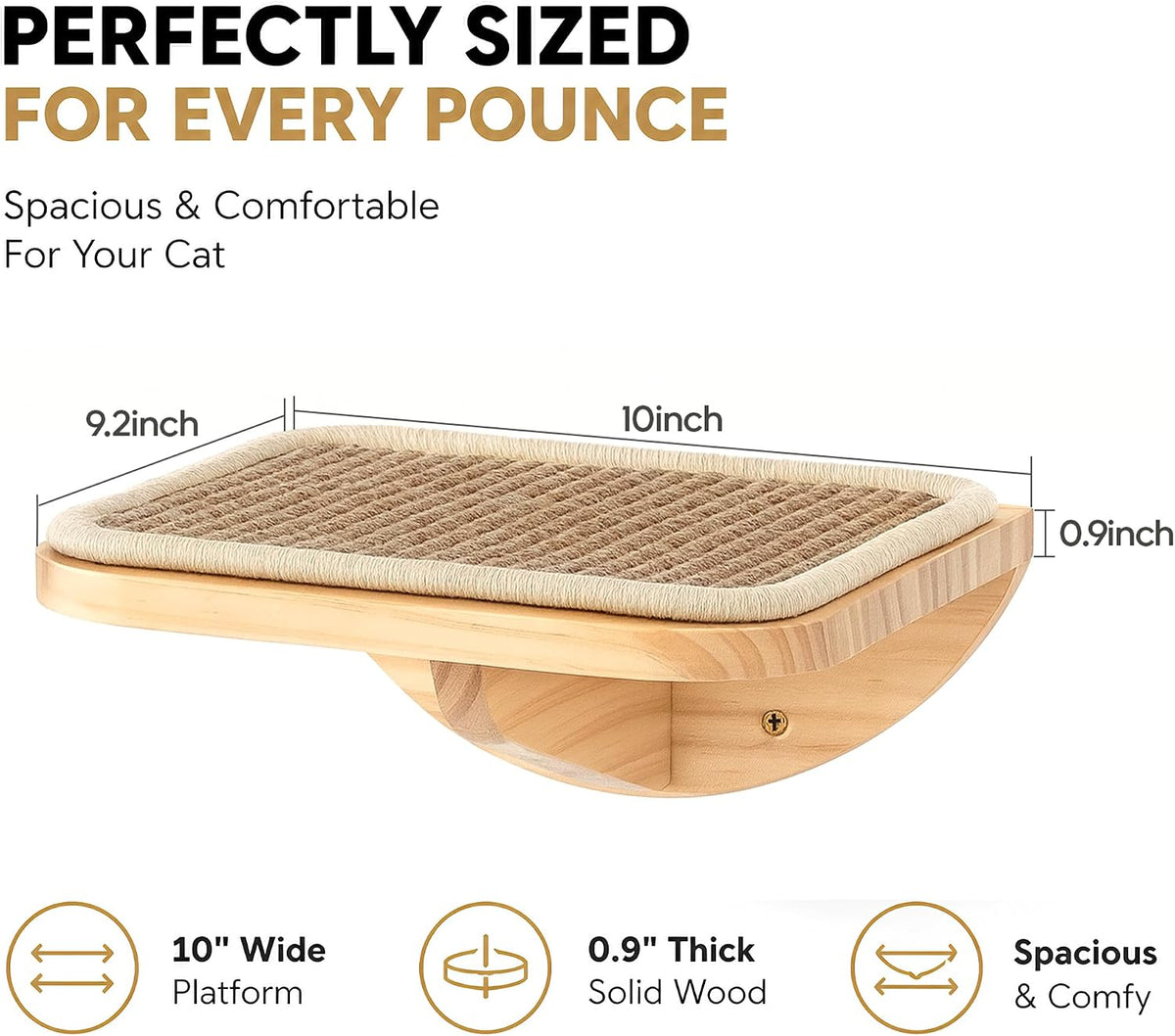 Cat Window Perches, Cat Wall Shelves with Curved Bed and 2 Sisal Mat Steps