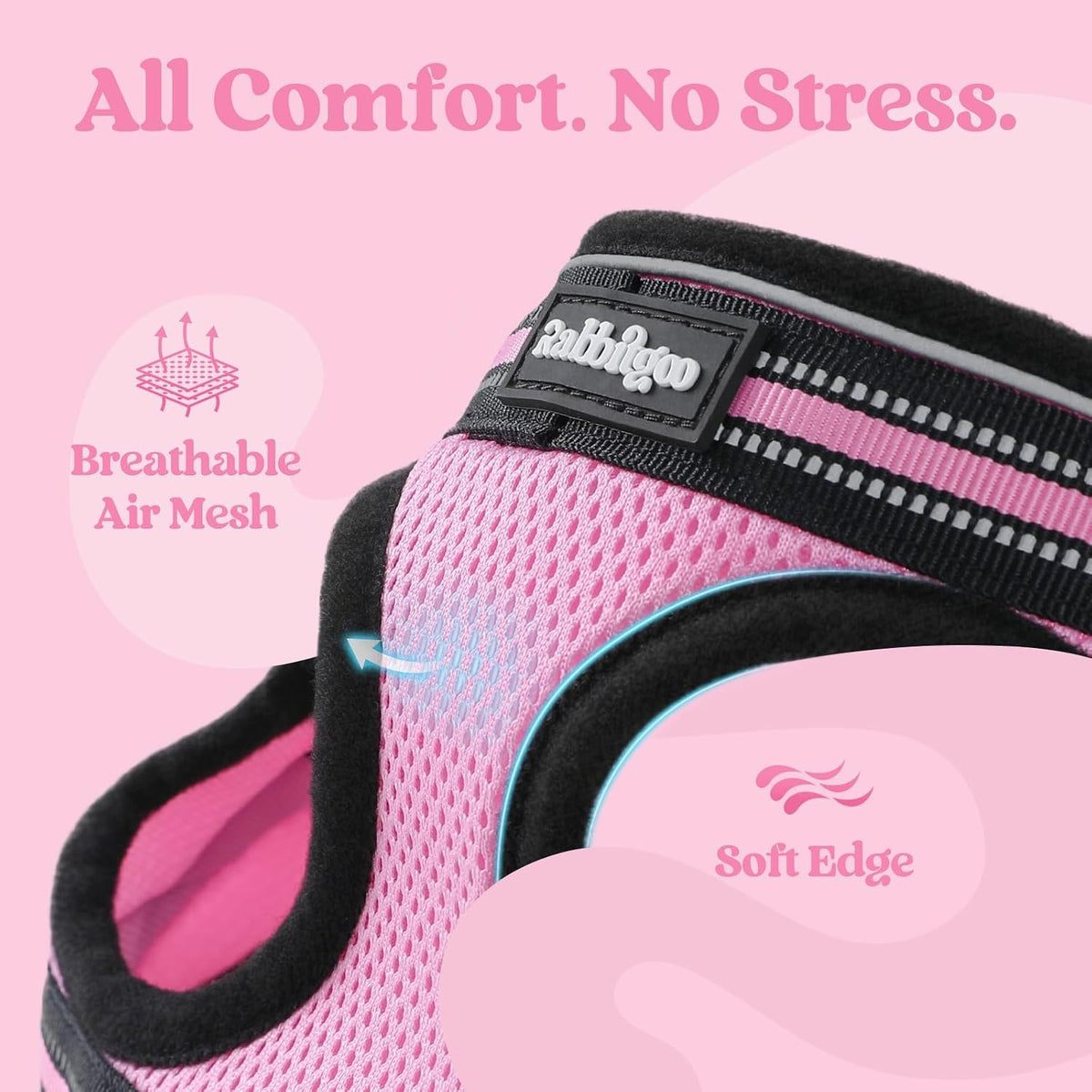 rabbitgoo Cat Harness and Leash Set, Step-in Soft Vest, Pink