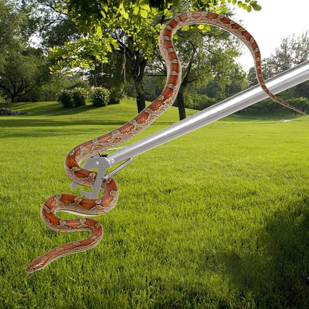 weilaike 47.3" Snake Grabber Tool, Collapsible 2 Sections Snake Stick, Snake Tongs Only 24 in After Folding, Can Also Be Used as Reptile Tongs and Snake Hook