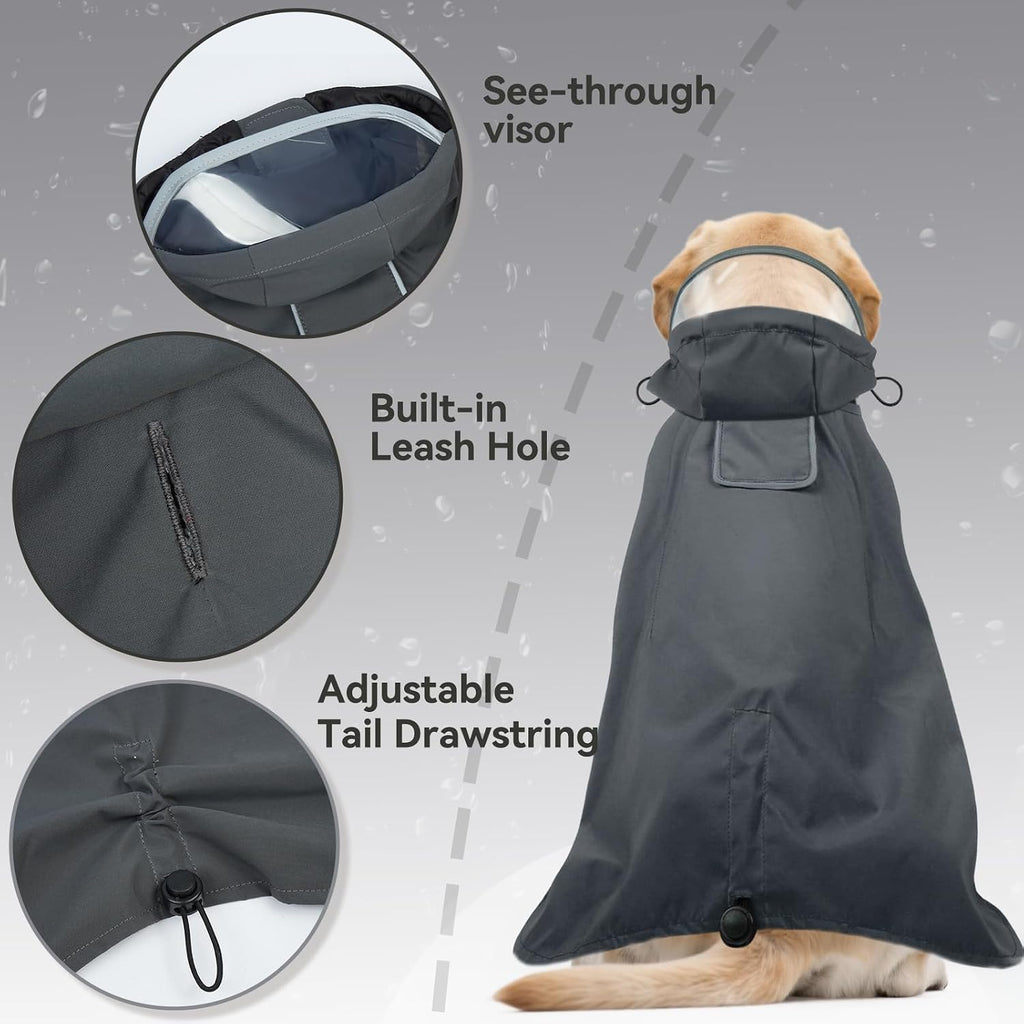 Waterproof Dog Raincoat with Hood, Windproof Rain Jacket for Medium Dogs
