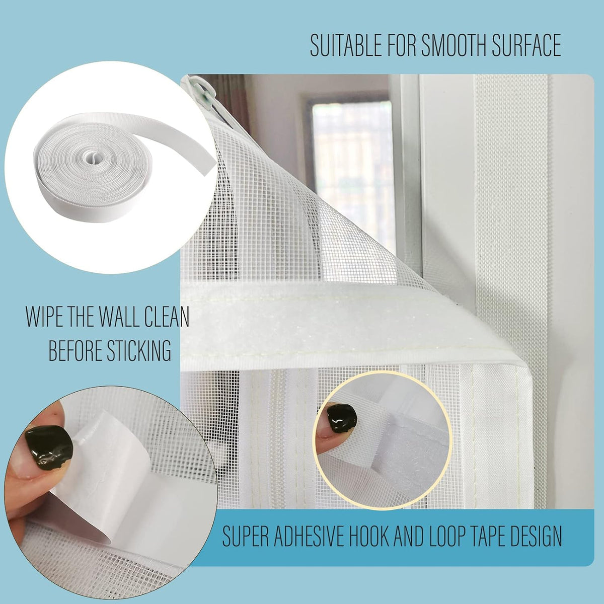 Cat Resistant Mesh Screen, 38" x 83" Cat Resistant Door Screen with Zipper Stop Cats Running Out, Thickened Cat Resistant Mesh Screen Door Pet Door Screen for Cat Pet Home Bedroom, Living Room Door