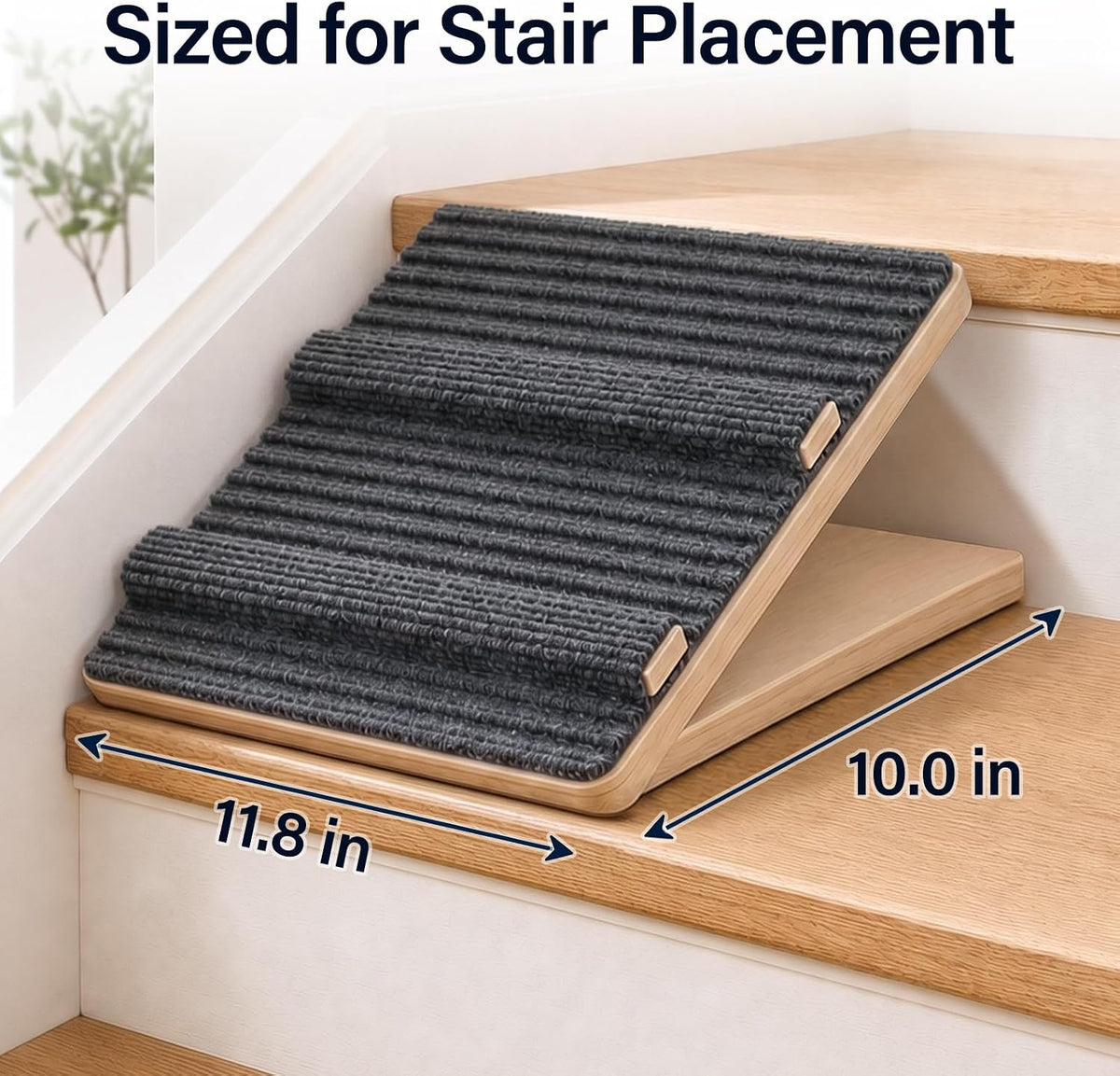 2 Pack Adjustable Wooden Dog Ramp for Stairs, Small & Senior Dogs