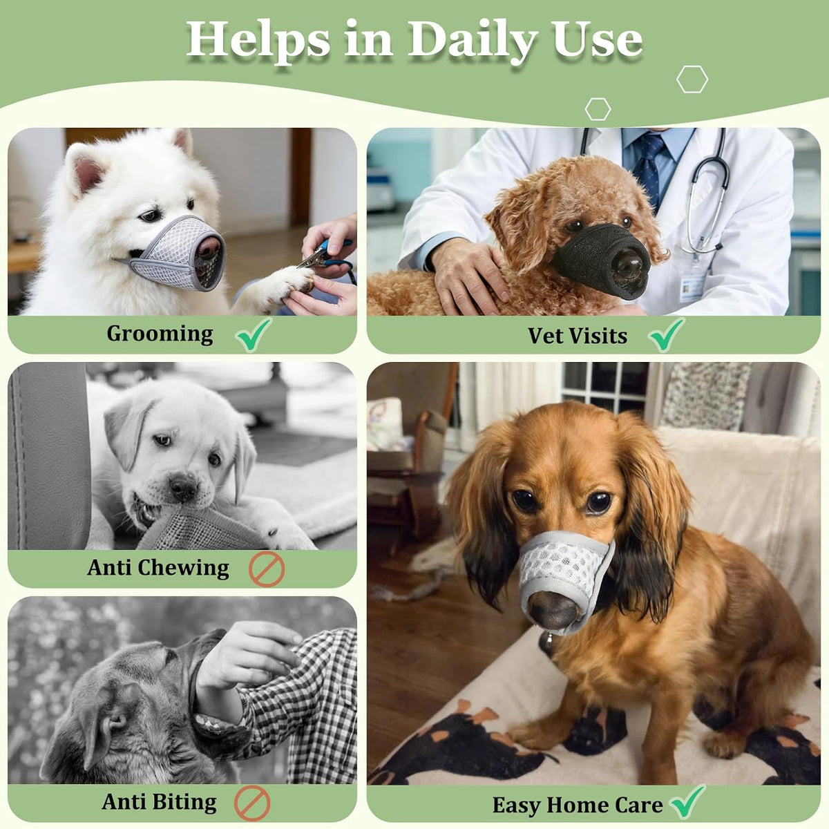 Mayerzon Dog Muzzle, Puppy Soft Mesh Muzzles for Grooming Biting Chewing