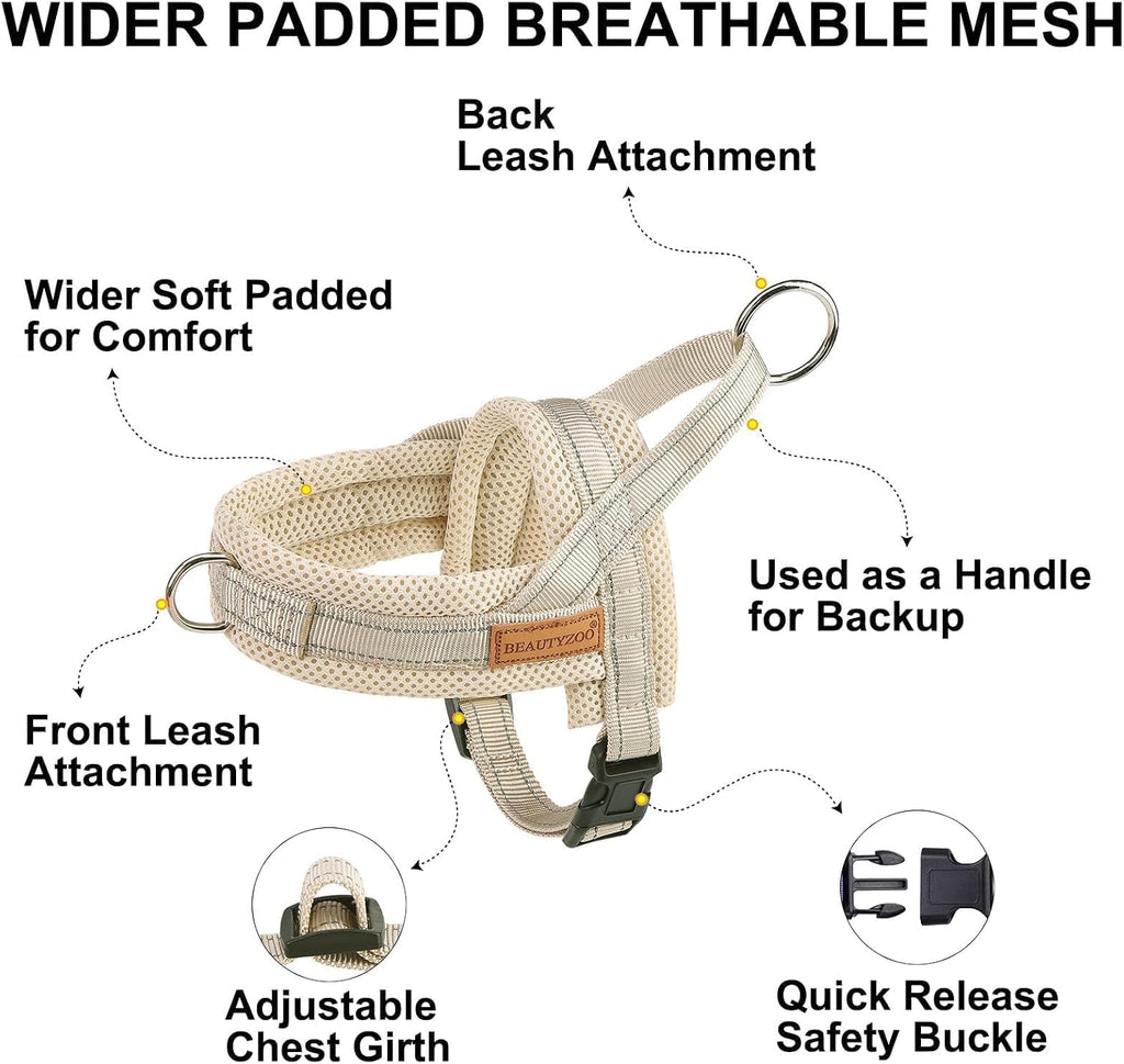 BEAUTYZOO Dog Harness Medium Sized and Leash Set, No Pull Step in Pet Vest