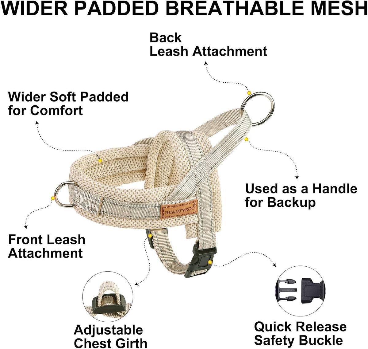 BEAUTYZOO Dog Harness Medium Sized and Leash Set, No Pull Step in Pet Vest