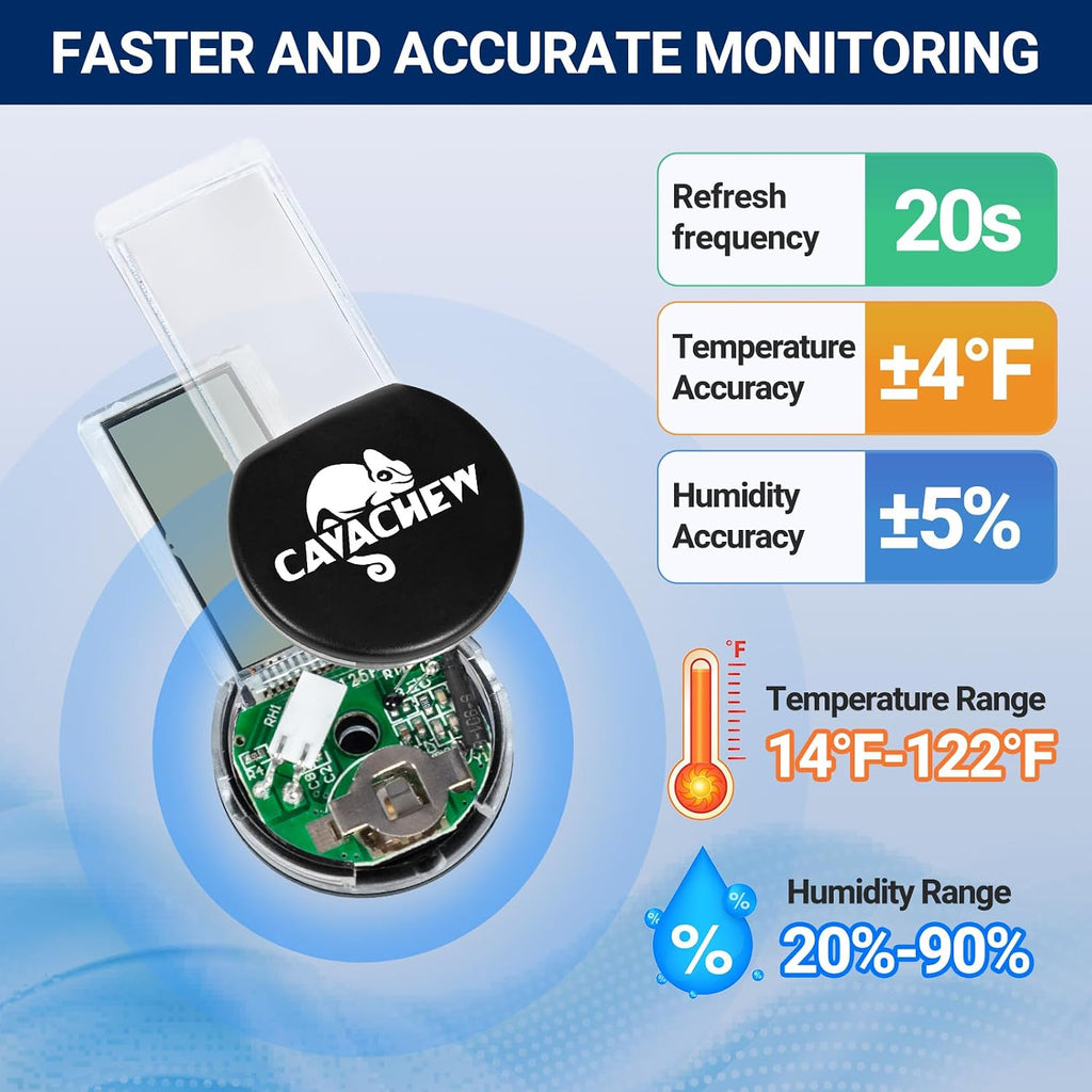 100W Reptile Light Fixture with Magnetic Thermometer and Humidity Gauge