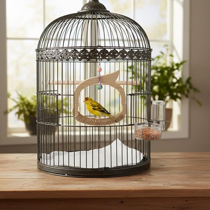 Wooden Bird Swing Perch Toy for Small and Medium Parrots, Natural Wood Ring - Image 3