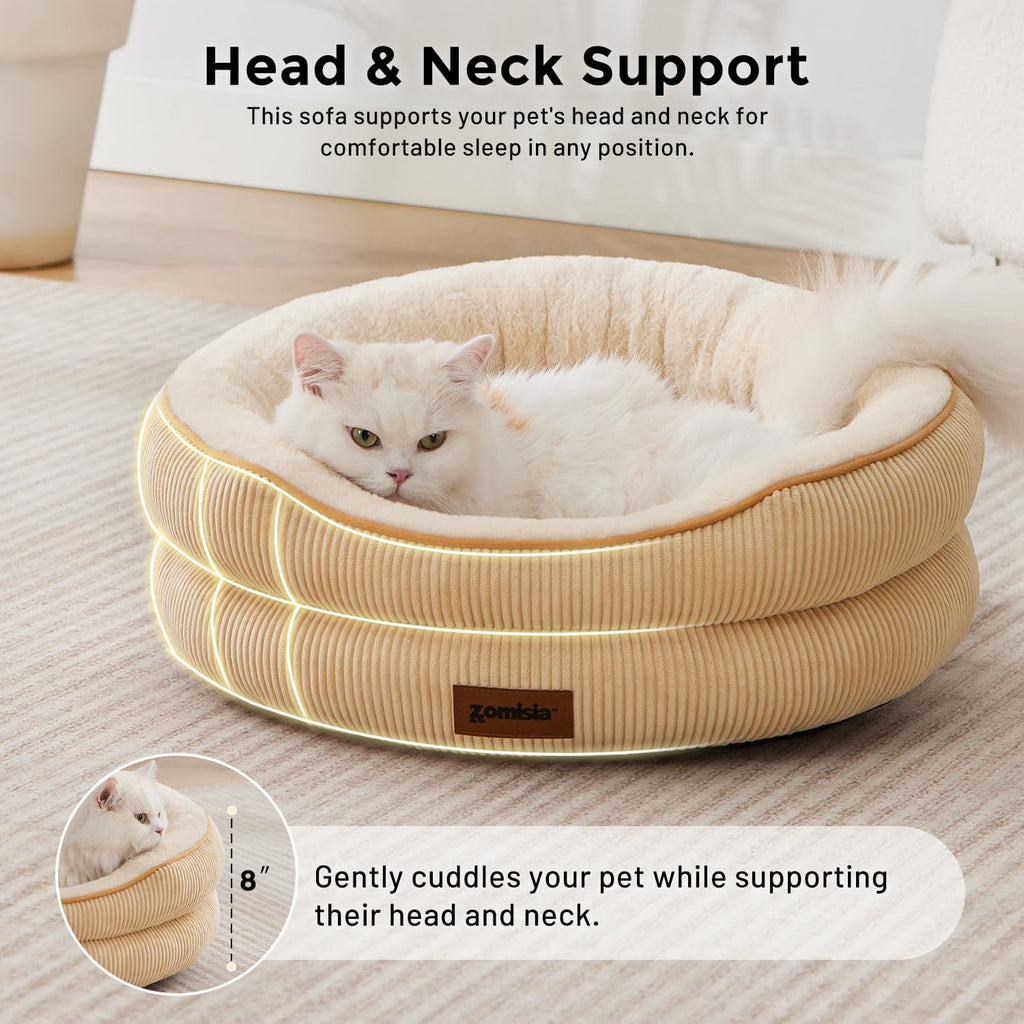 ZOMISlA Heated Cat Bed for Indoor Cats, 25 Timer & 11 Temp Adjustable, Grey