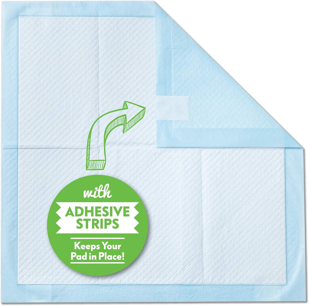 Paw Inspired 24x24 Inch Large Puppy Pads with Adhesive Strips, 30 Count