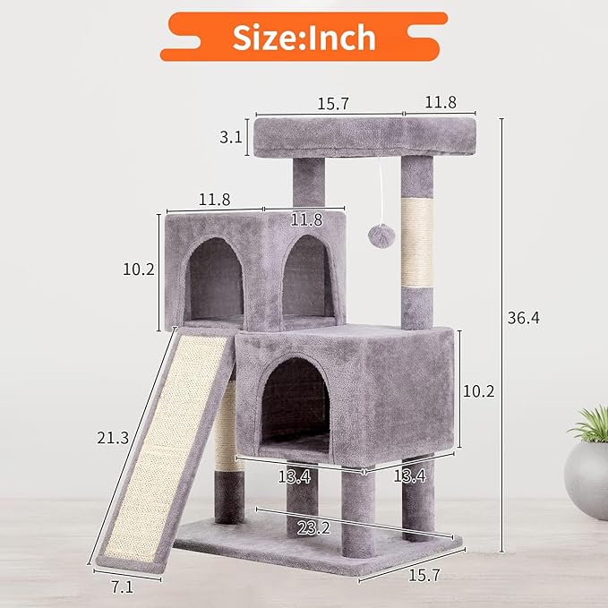 Cat Tree Tower, 36.4" Small Cat Tower - Image 7