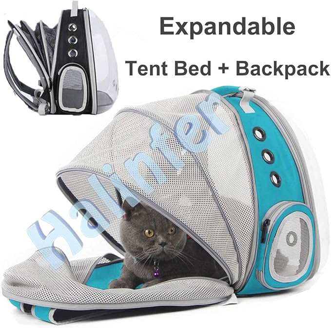Back Expandable Cat Backpack Carrier, Fit up to 12 lbs, Space Capsule Bubble - Image 4