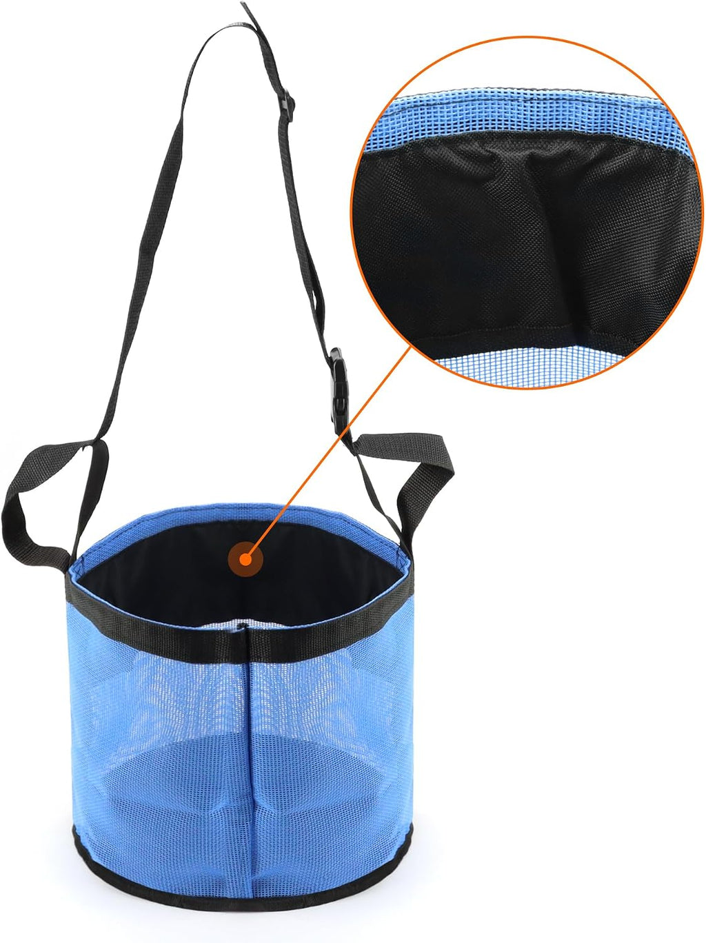 QWORK 2 Pack Horse Feed Bag for Grain - Durable Mesh Grain Feeder with Adjustable Strap, Comfortable Neck and Nose Pad Horse Muzzle Feed Bag, for Feeding Grain, Powder, Supplements, Blue
