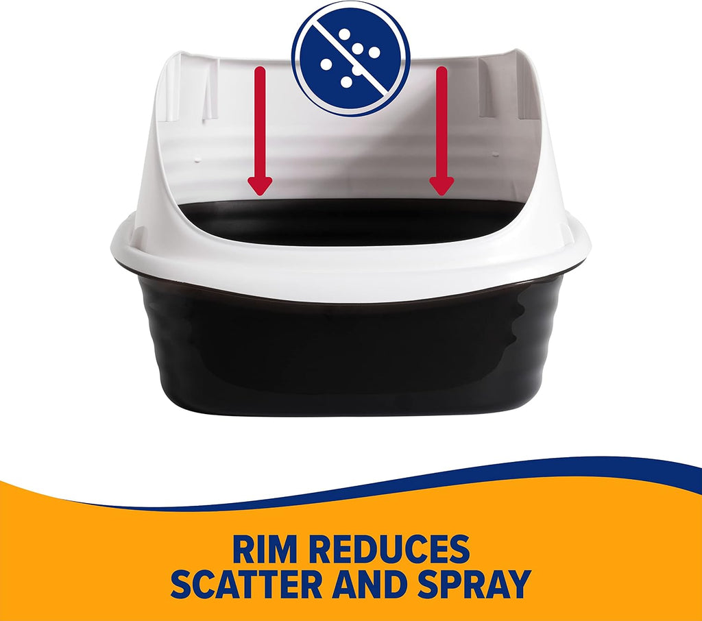 Arm & Hammer Rimmed Open Cat Litter Box, Wave with High Sides, High Sided Cat Litter Pan, Made in USA, Gray