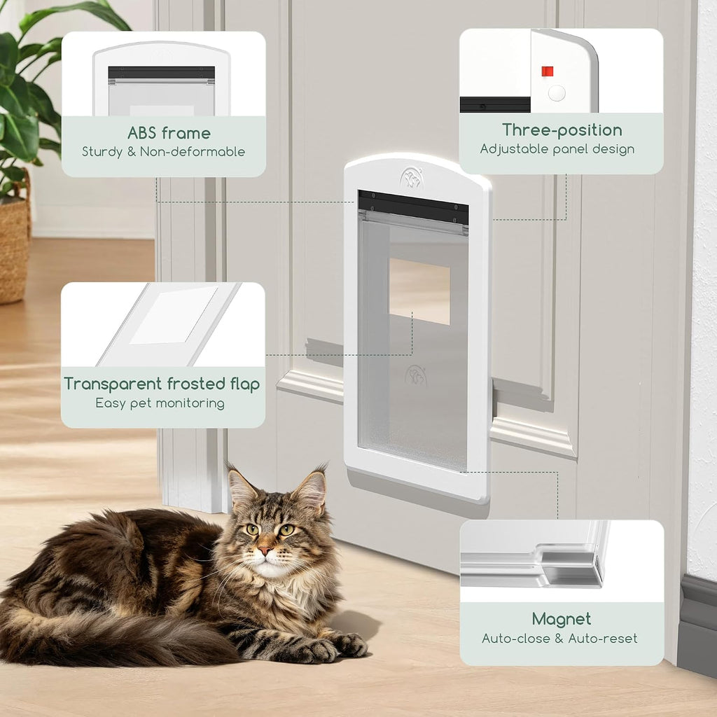 Large Cat Door with Sliding Lock Panel and Magnetic Flap