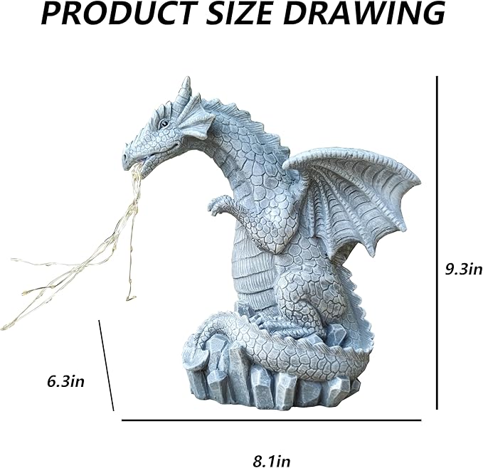Dragon Solar Garden Statues Outdoor Decoration - Image 3