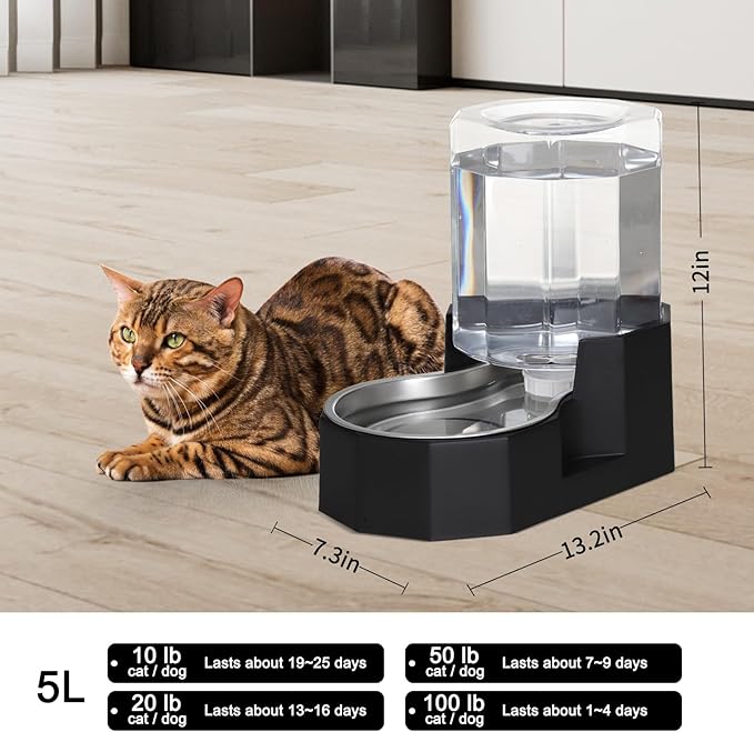Sfozstra Large Dog Water Dispenser: 5L Automatic Gravity Water Feeder - Image 3