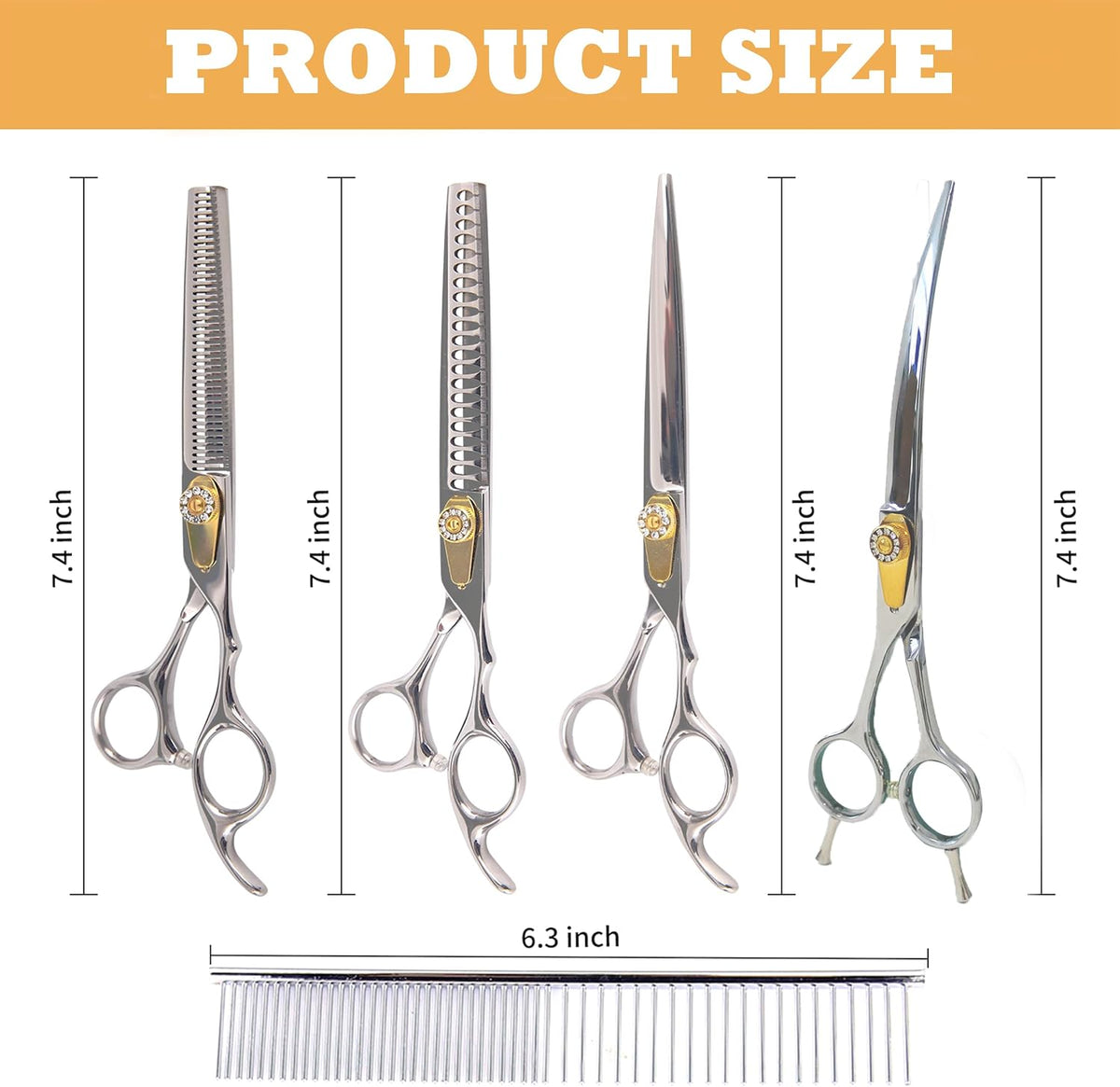 7" Professional Dog Grooming Scissors Kit, 6in1 Grooming Scissors for Dogs