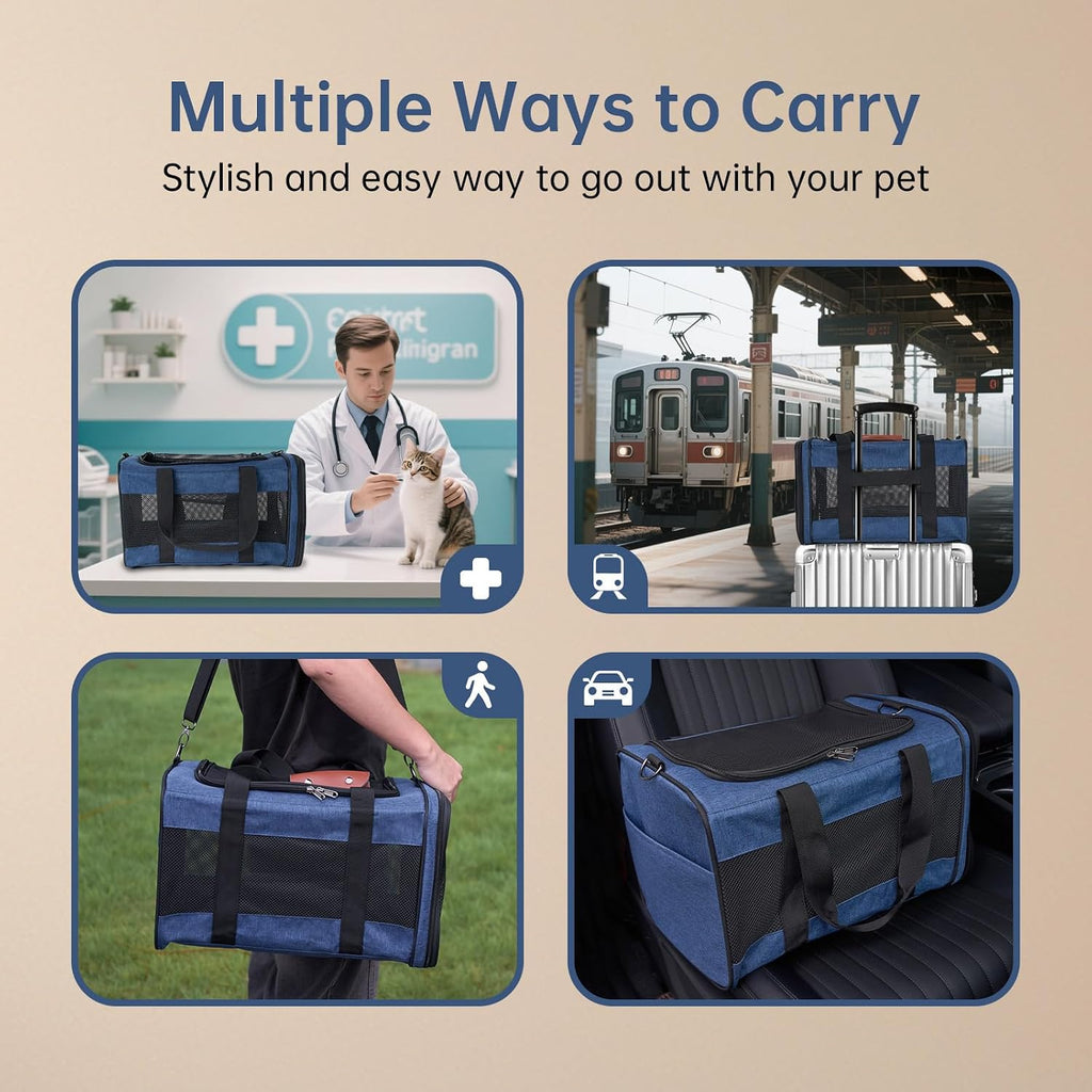 Cat Carrier Soft Collapsible for Travel, Small Pets Too