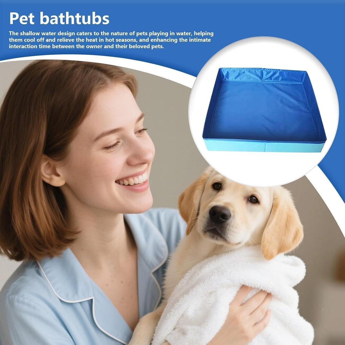 Foldable Dog Pool – Heavy-Duty Hard Plastic Small Dog Pool for Puppy & Cats, Portable Shallow Pool, Outdoor/Indoor Cooling Bathtub, Dog Pools for Pet Dogs, No-Inflate Easy Clean Wading Poo